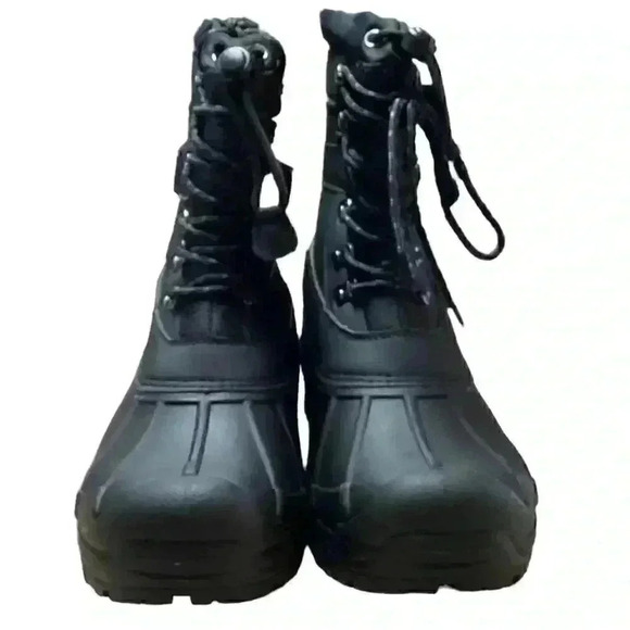 Khombu Men 13 Waterproof Insulated Lace Up Drawstring Snow Boots Black Vegan NEW